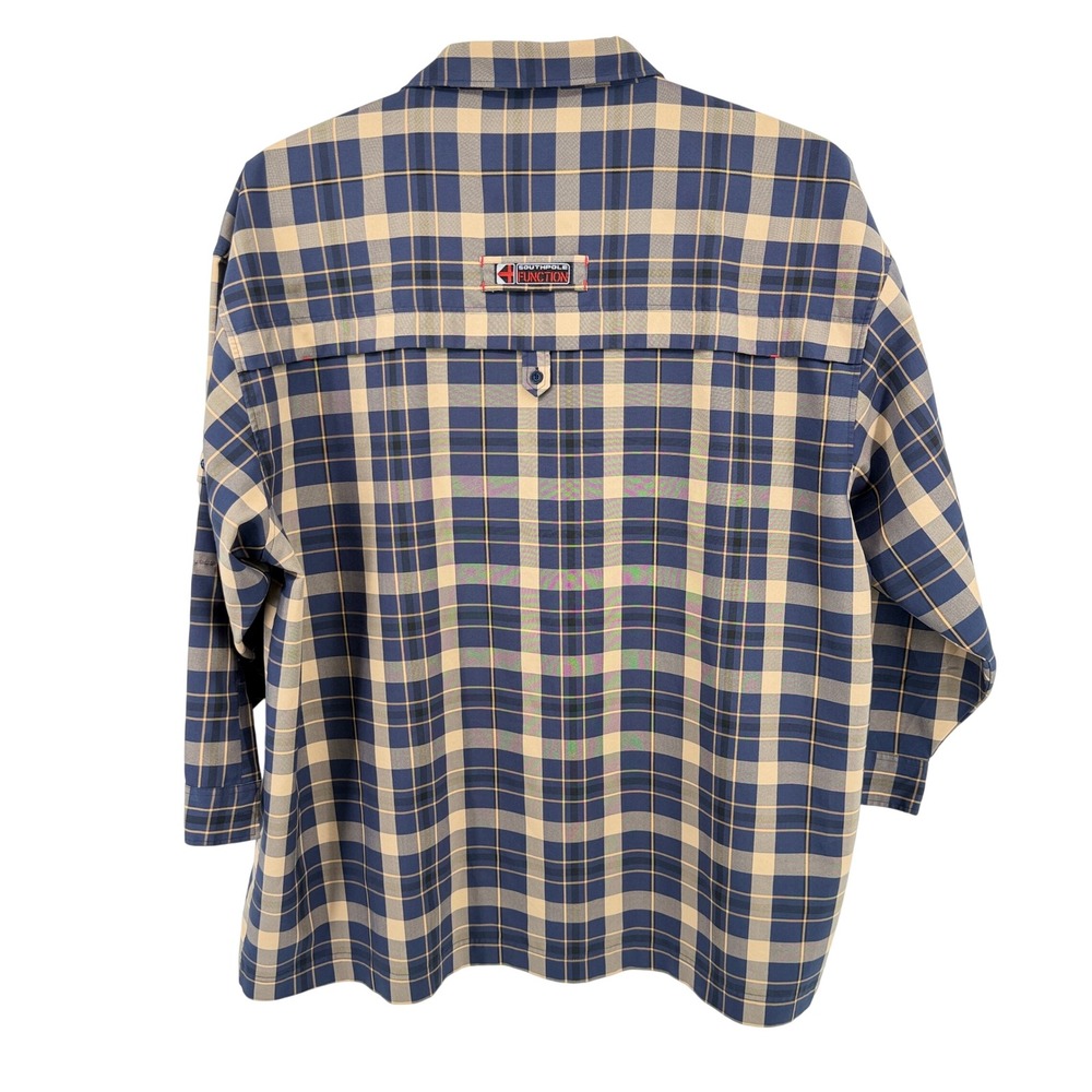 Southpole Shirt Mens 5XL Blue Plaid Function Button Down Long Sleeve Utility - Picture 2 of 12